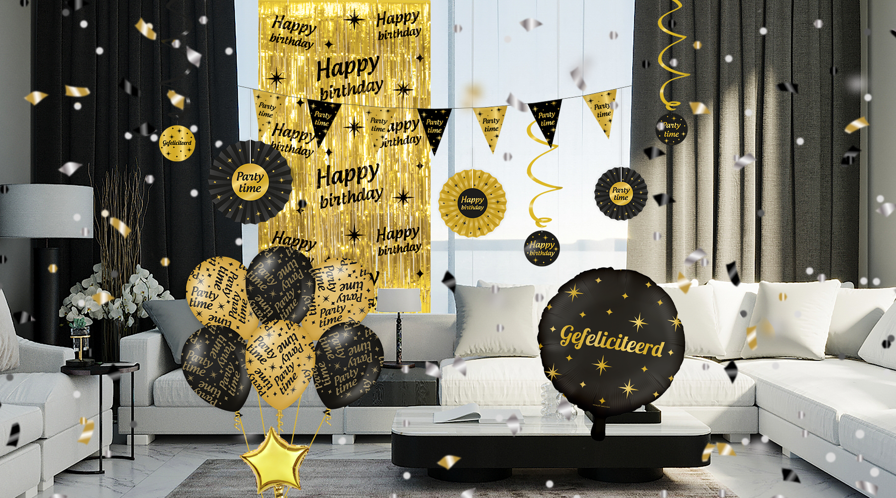 Classy vieren met zwart-gouden feestdecoratie