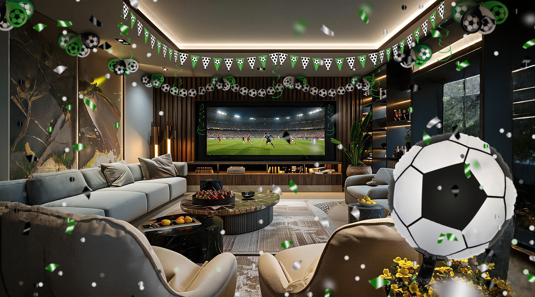 Voetbalfeest vol actie, versiering en spelplezier