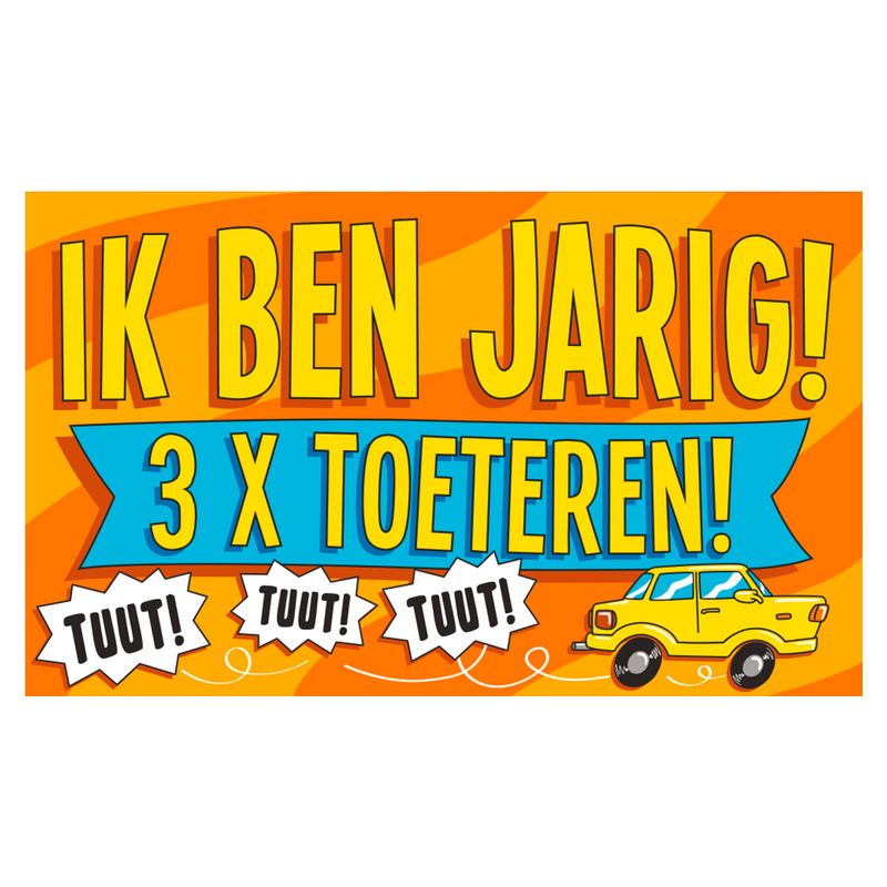 XXL Gevelvlag Ik Ben Jarig – 3x Toeteren 150 x 90 cm
