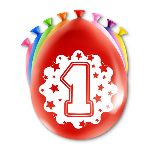Happy Party Latex Ballonnen 1 Jaar Multicolor 30 cm