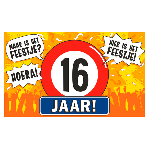 XXL Gevelvlag 16 Jaar 150 x 90 cm
