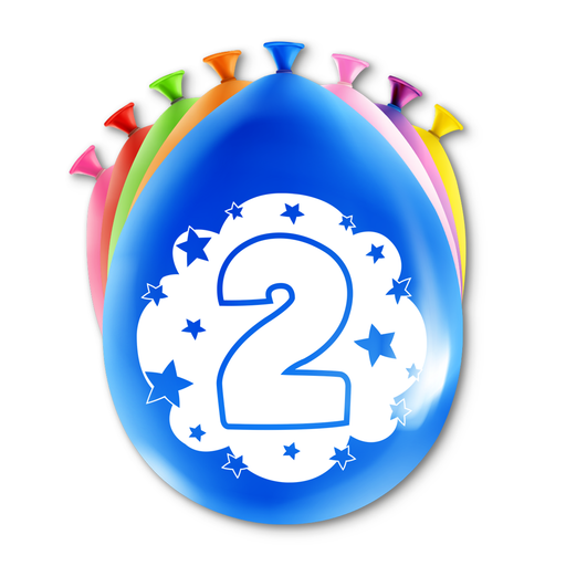 Happy Party Latex Ballonnen 2 Jaar Multicolor 30 cm