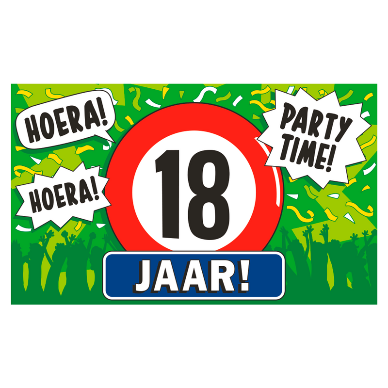 XXL Gevelvlag 18 Jaar 150 x 90 cm