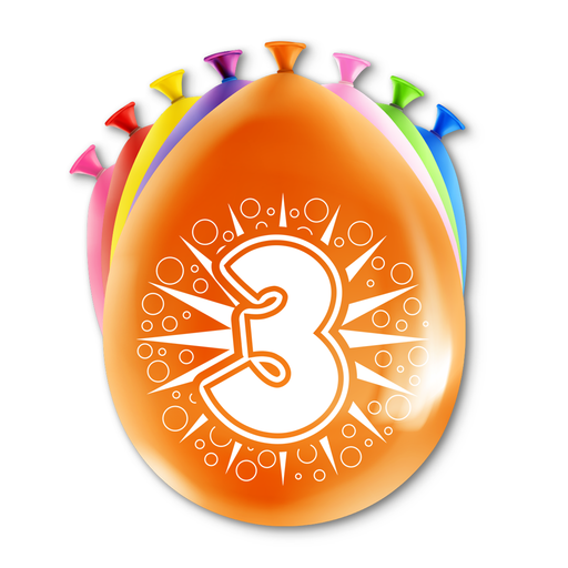 Happy Party Latex Ballonnen 3 Jaar Multicolor 30 cm