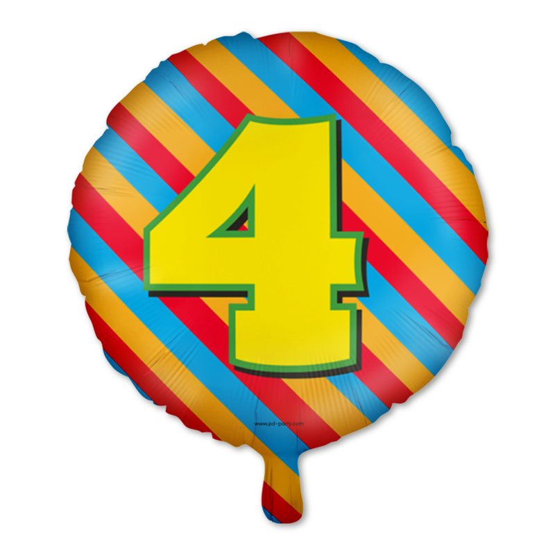 Happy Party Folieballon 4 Jaar Multicolor 46 cm