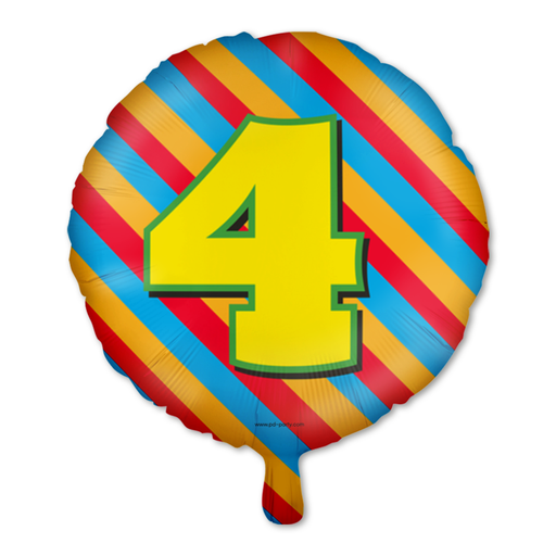 Happy Party Folieballon 4 Jaar Multicolor 46 cm
