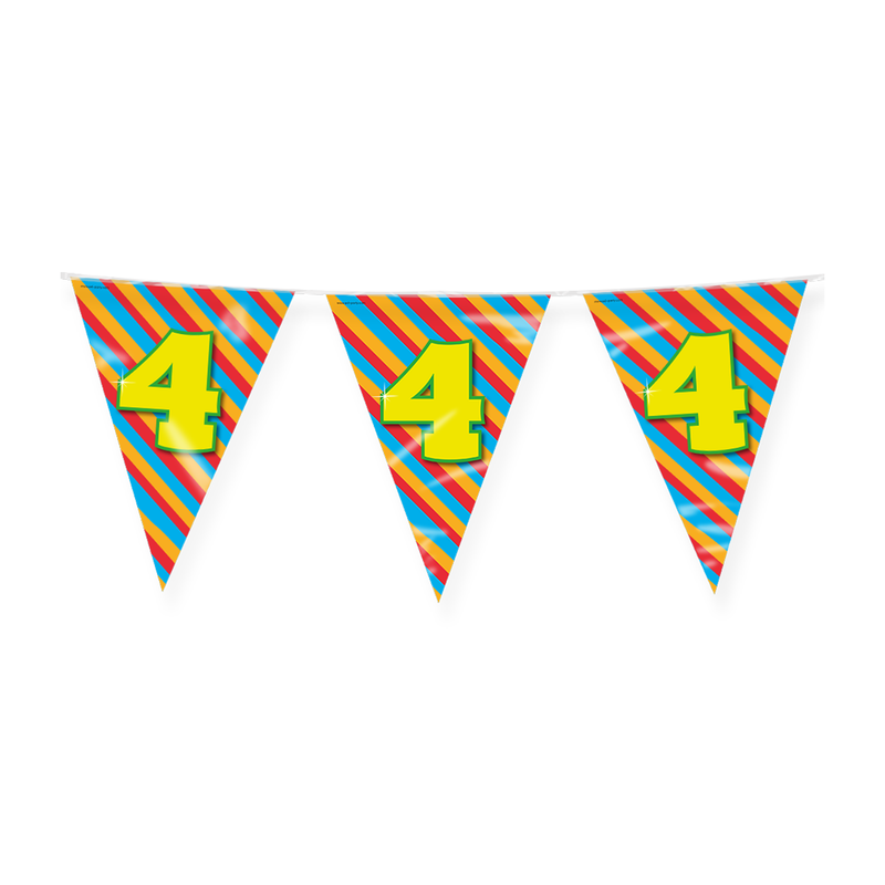 Happy Party Vlaggenlijn 4 Jaar Multicolor 10 m