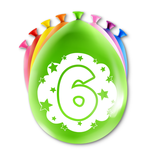 Happy Party Latex Ballonnen 6 Jaar Multicolor 30 cm