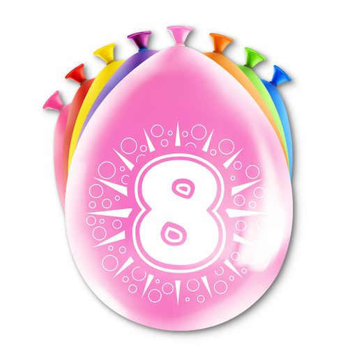 Happy Party Latex Ballonnen 8 Jaar Multicolor 30 cm
