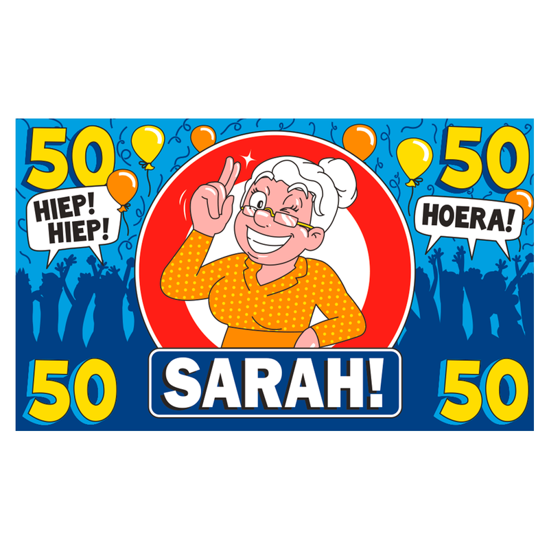XXL Gevelvlag Sarah 50 Jaar 150 x 90 cm