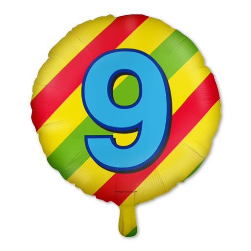 Happy Party Folieballon 9 Jaar Multicolor 46 cm
