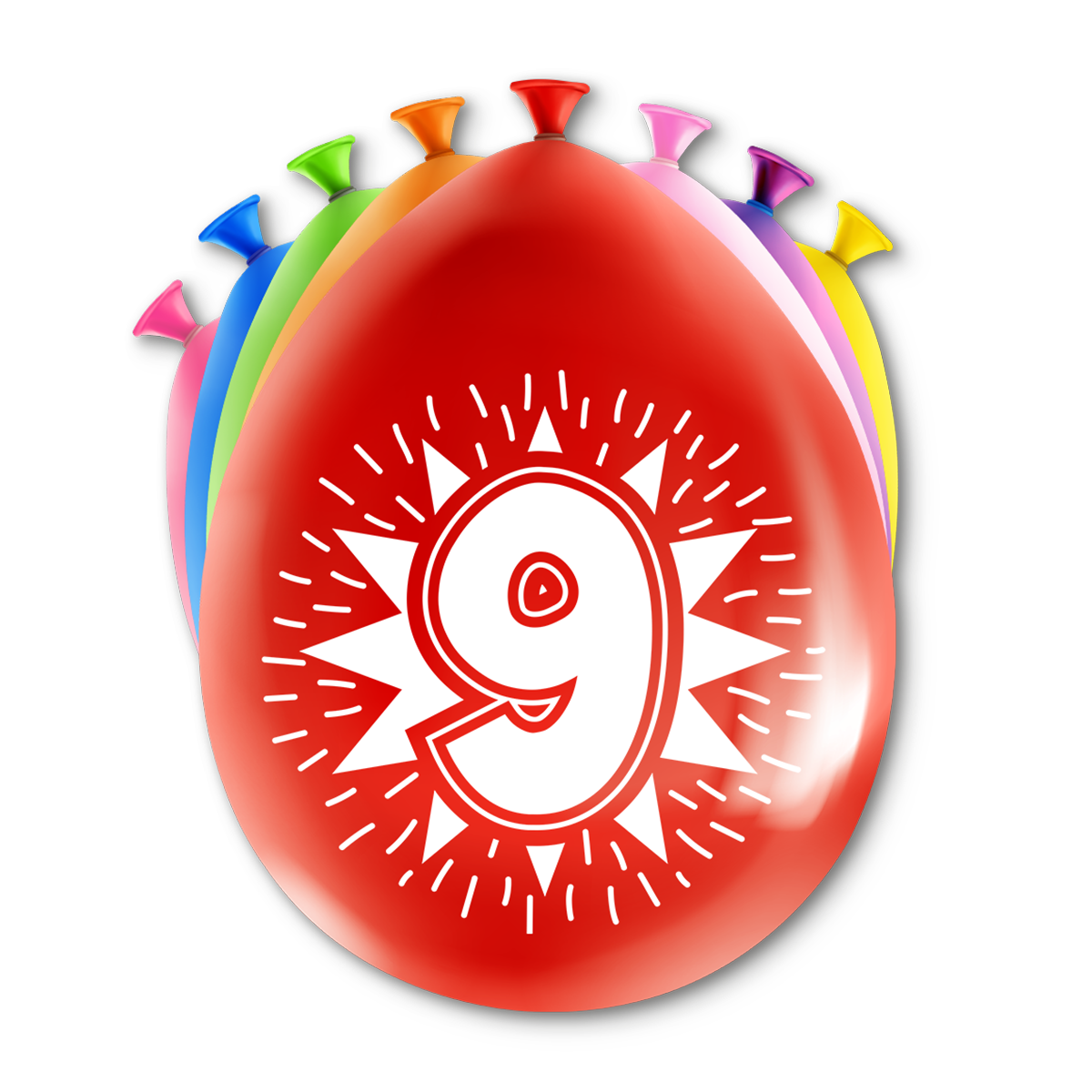 Happy Party Latex Ballonnen 9 Jaar Multicolor 30 cm