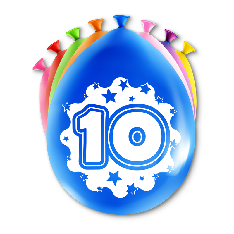 Happy Party Latex Ballonnen 10 Jaar Multicolor 30 cm