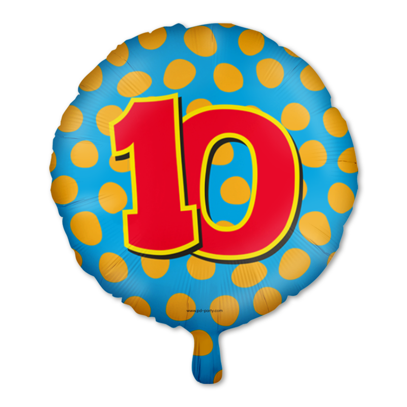 Happy Party Folieballon 10 Jaar Multicolor 46 cm