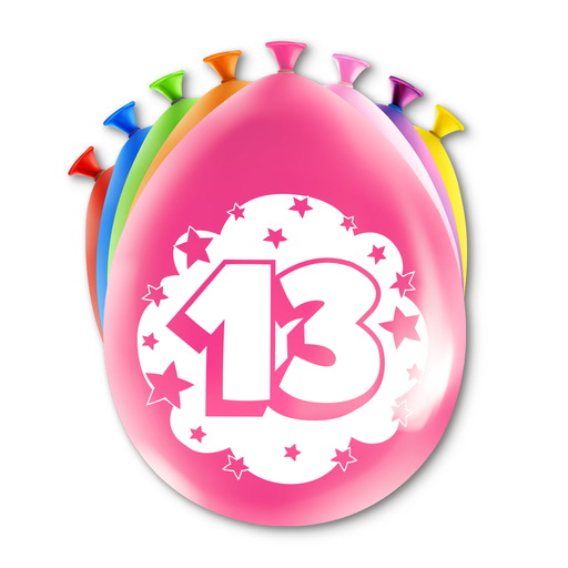 Happy Party Latex Ballonnen 13 Jaar Multicolor 30 cm