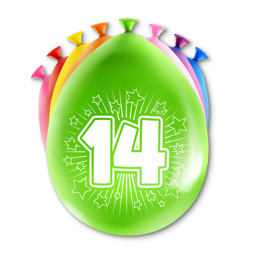 Happy Party Latex Ballonnen 14 Jaar Multicolor 30 cm