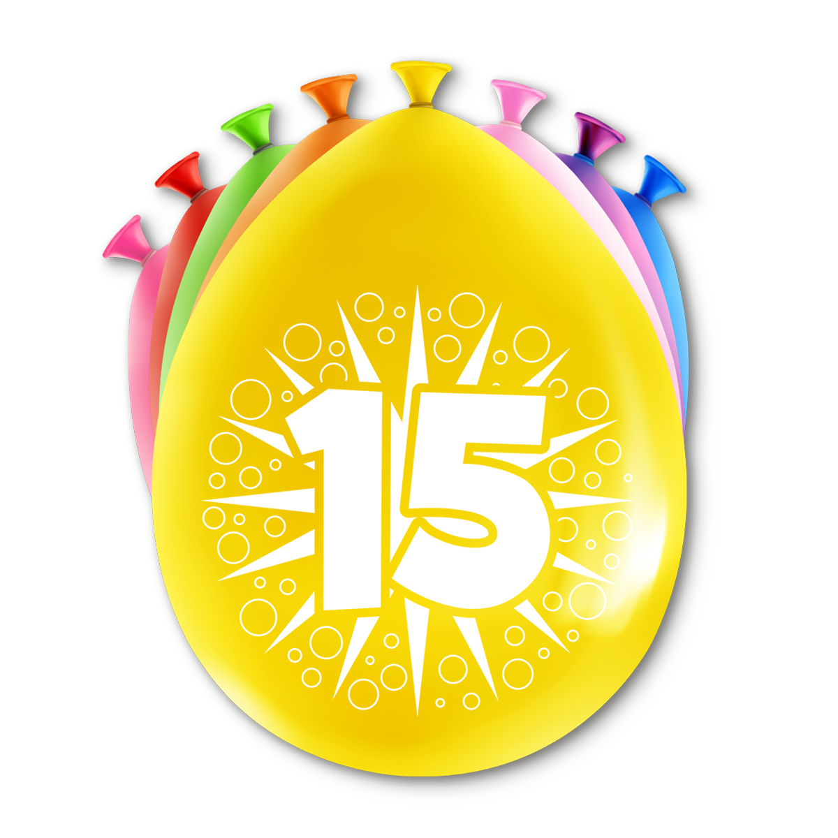 Happy Party Latex Ballonnen 15 Jaar Multicolor 30 cm