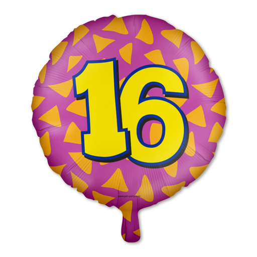 Happy Party Folieballon 16 Jaar Multicolor 46 cm