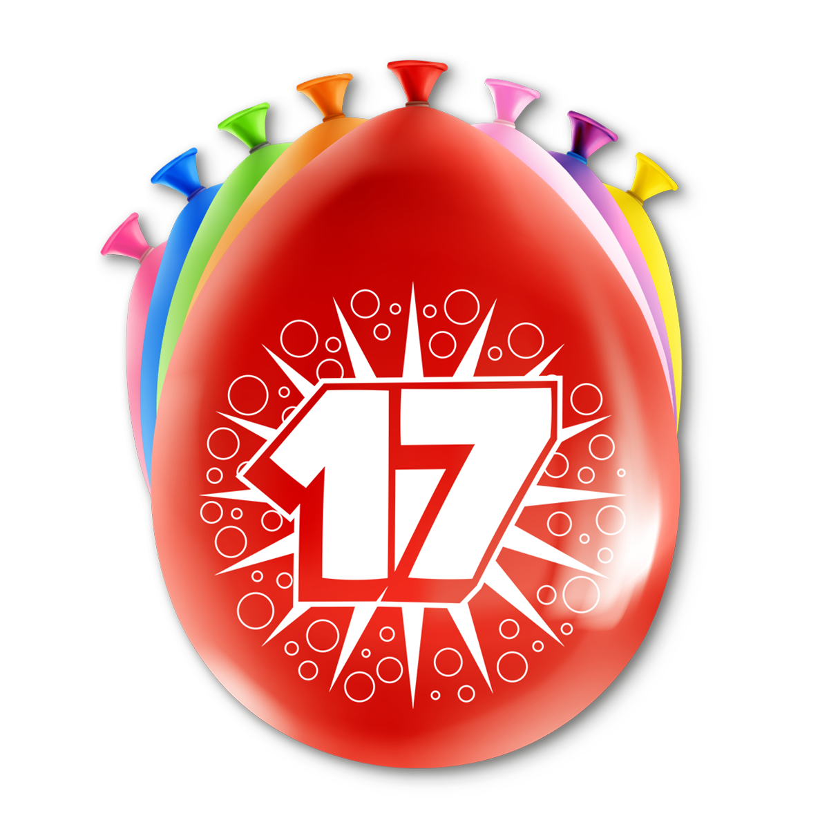 Happy Party Latex Ballonnen 17 Jaar Multicolor 30 cm