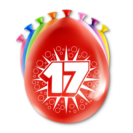 Happy Party Latex Ballonnen 17 Jaar Multicolor 30 cm