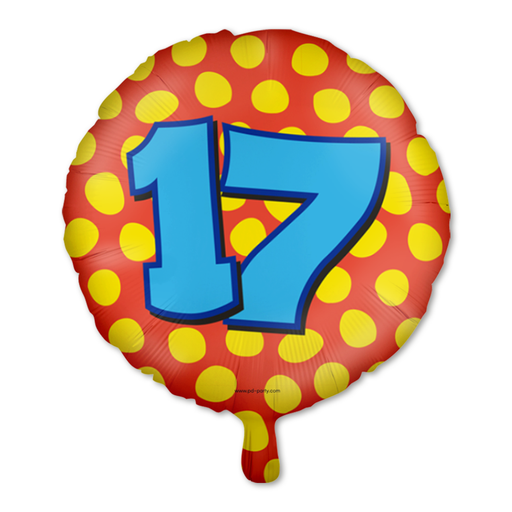 Happy Party Folieballon 17 Jaar Multicolor 46 cm