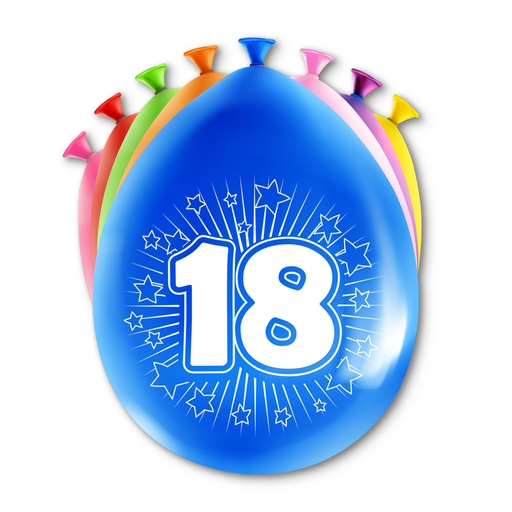 Happy Party Latex Ballonnen 18 Jaar Multicolor 30 cm