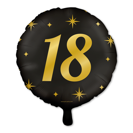 Folieballon 18 Jaar Zwart/Goud 46 cm – Classy Party