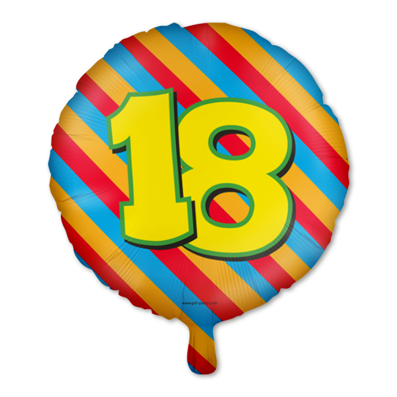 Happy Party Folieballon 18 Jaar Multicolor 46 cm