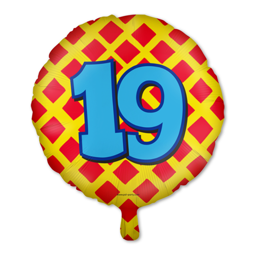 Happy Party Folieballon 19 Jaar Multicolor 46 cm