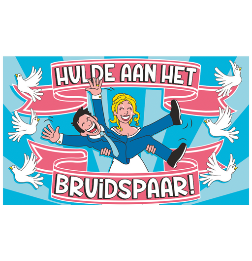 XXL Gevelvlag Bruidspaar Cartoon 150 x 90 cm