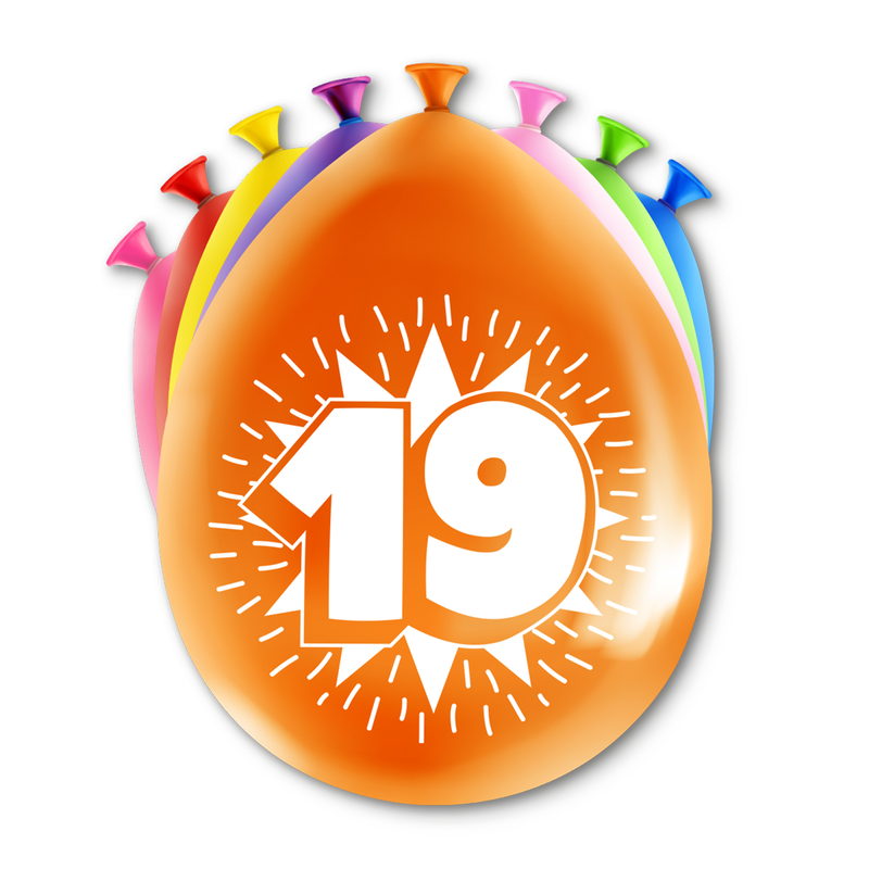 Happy Party Latex Ballonnen 19 Jaar Multicolor 30 cm