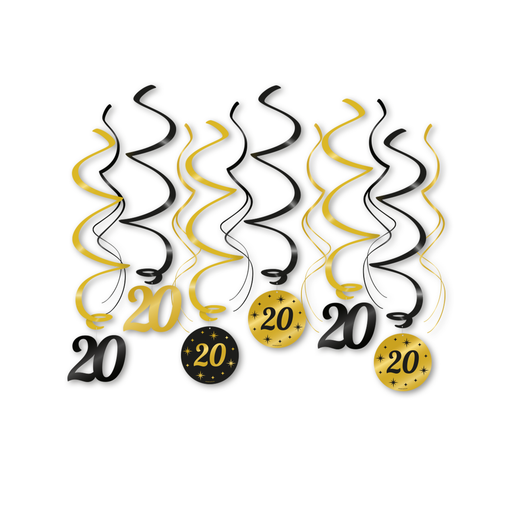 Swirls 20 Jaar Goud/Zwart 70 cm