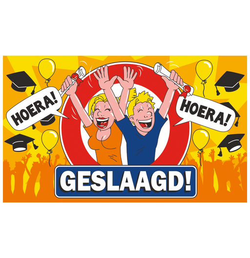 XXL Gevelvlag Geslaagd Feest 150 x 90 cm