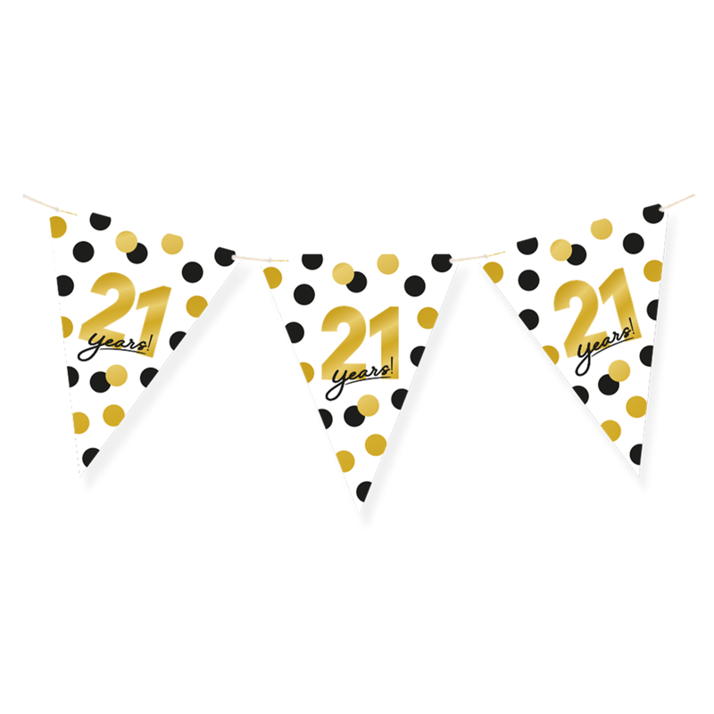 Vlaggenlijn 21 Jaar Zwart/Goud/Wit 6 m