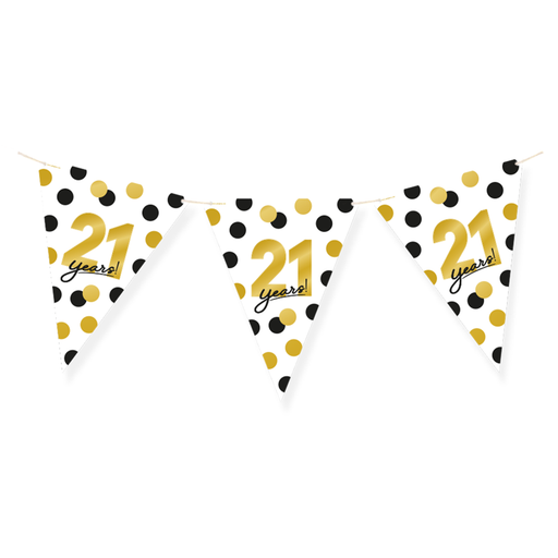 Vlaggenlijn 21 Jaar Zwart/Goud/Wit 6 m