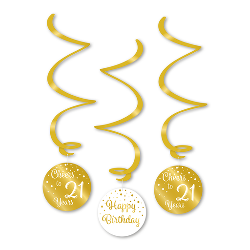 Swirls 21 Jaar Goud/Wit 70 cm