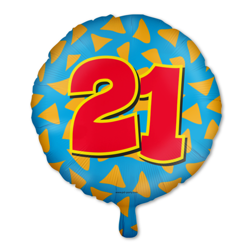 Happy Party Folieballon 21 Jaar Multicolor 46 cm
