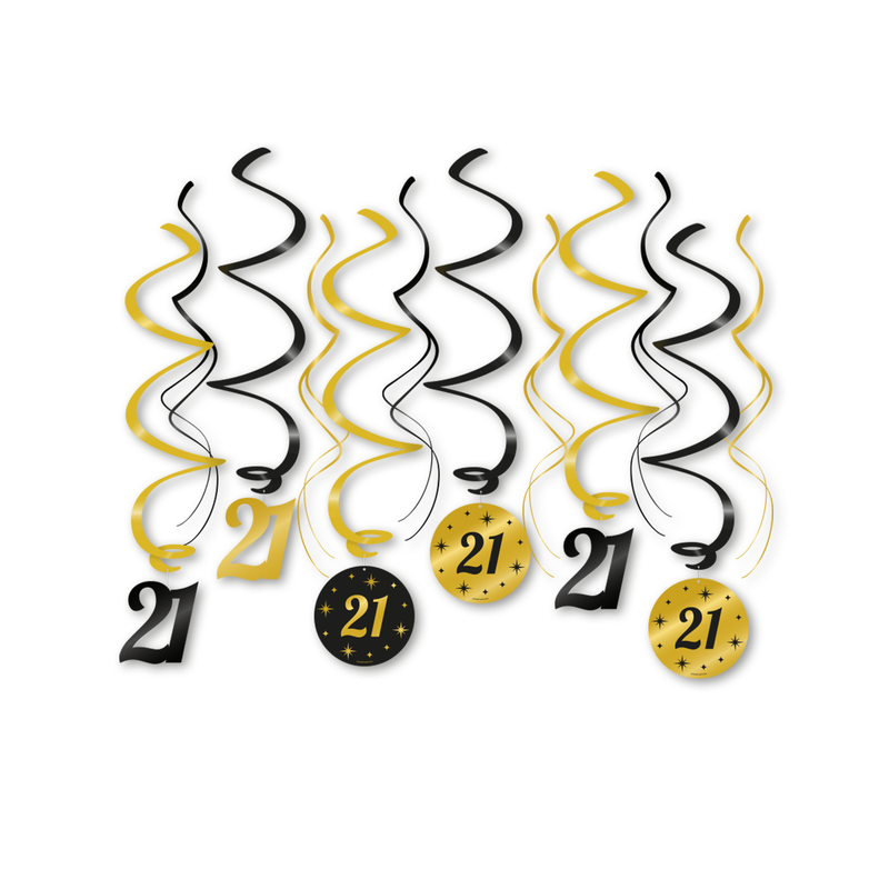 Swirls 21 Jaar Goud/Zwart 70 cm