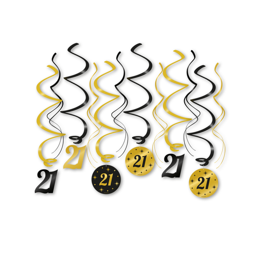 Swirls 21 Jaar Goud/Zwart 70 cm
