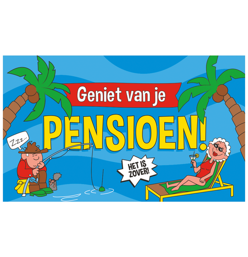 XXL Gevelvlag Pensioen Cartoon 150 x 90 cm