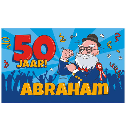 XXL Gevelvlag Abraham 50 Jaar Cartoon 150 x 90 cm