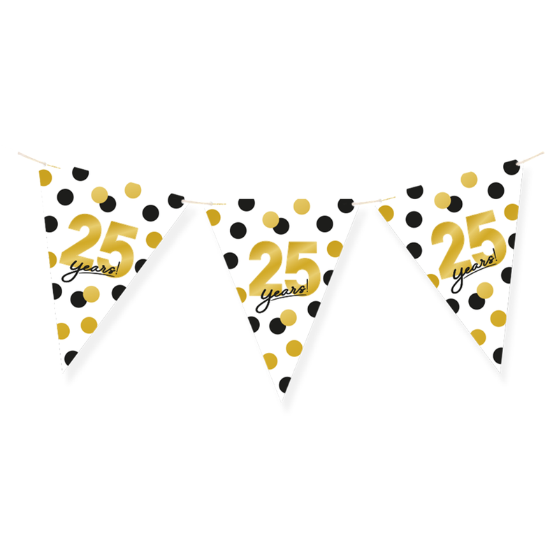 Vlaggenlijn 25 Jaar Zwart/Goud/Wit 6 m