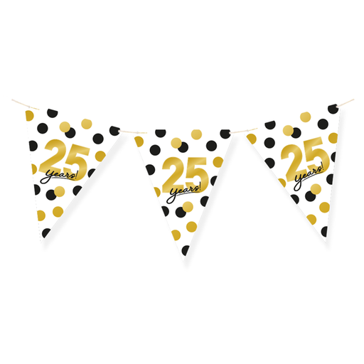 Vlaggenlijn 25 Jaar Zwart/Goud/Wit 6 m