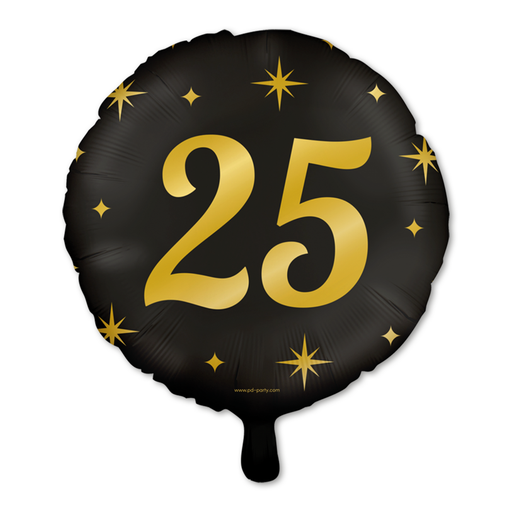 Folieballon 25 Jaar Zwart/Goud 46 cm – Classy Party