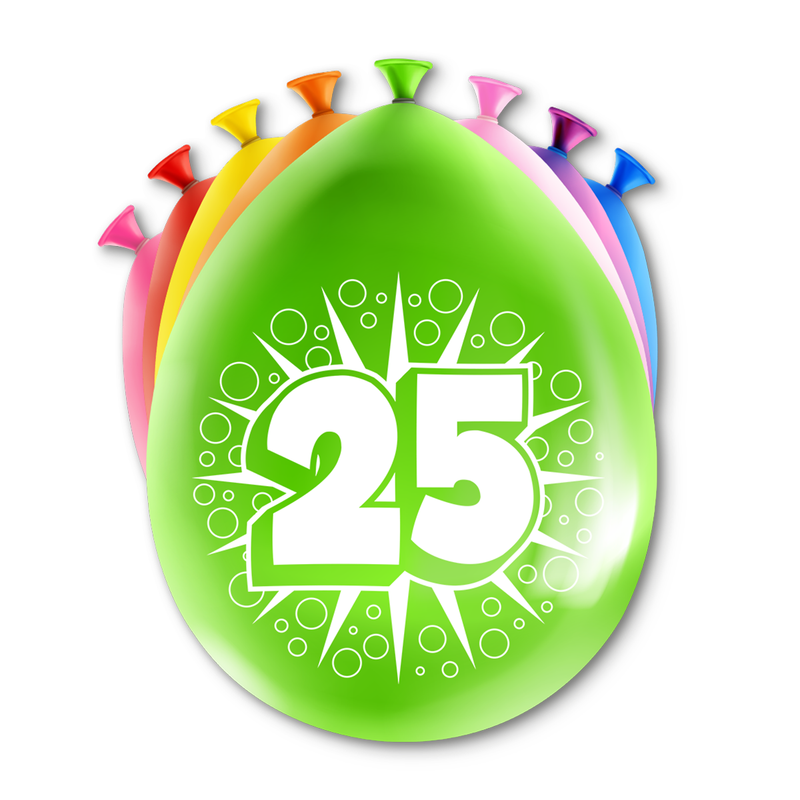 Happy Party Latex Ballonnen 25 Jaar Multicolor 30 cm