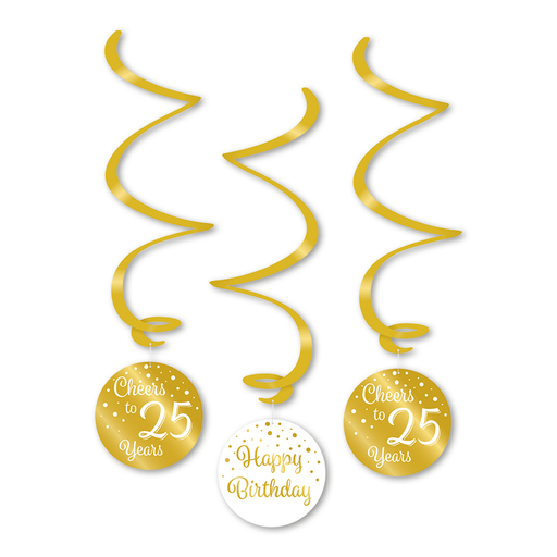Swirls 25 Jaar Goud/Wit 70 cm