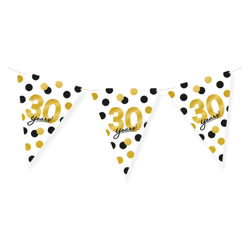 Vlaggenlijn 30 Jaar Zwart/Goud/Wit 6 m
