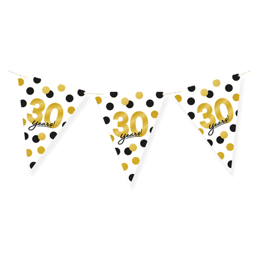 Vlaggenlijn 30 Jaar Zwart/Goud/Wit 6 m