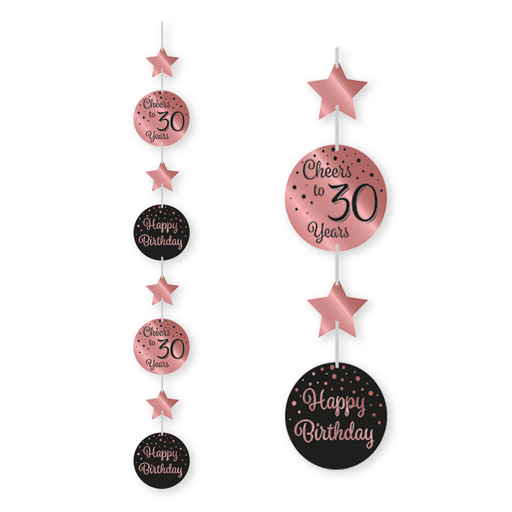 Hangdecoratie 30 Jaar Roségoud/Zwart 120 cm