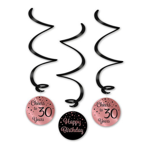 Swirls 30 Jaar Roségoud/Zwart 70 cm